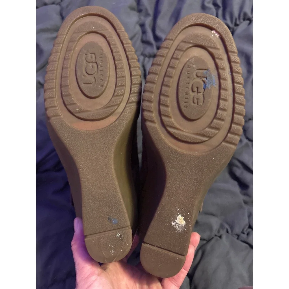 UGG Australia Gisella Brown Suede Shearling Lined Wedge Boots Women's Size 8